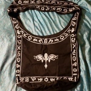 Cotton black shopping bag or purse